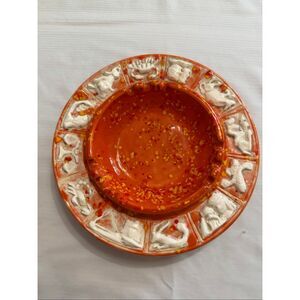 Vtg 70s Ceramic Pottery Zodiac Horoscope Astrology Ashtray Home Decor MCM Signed